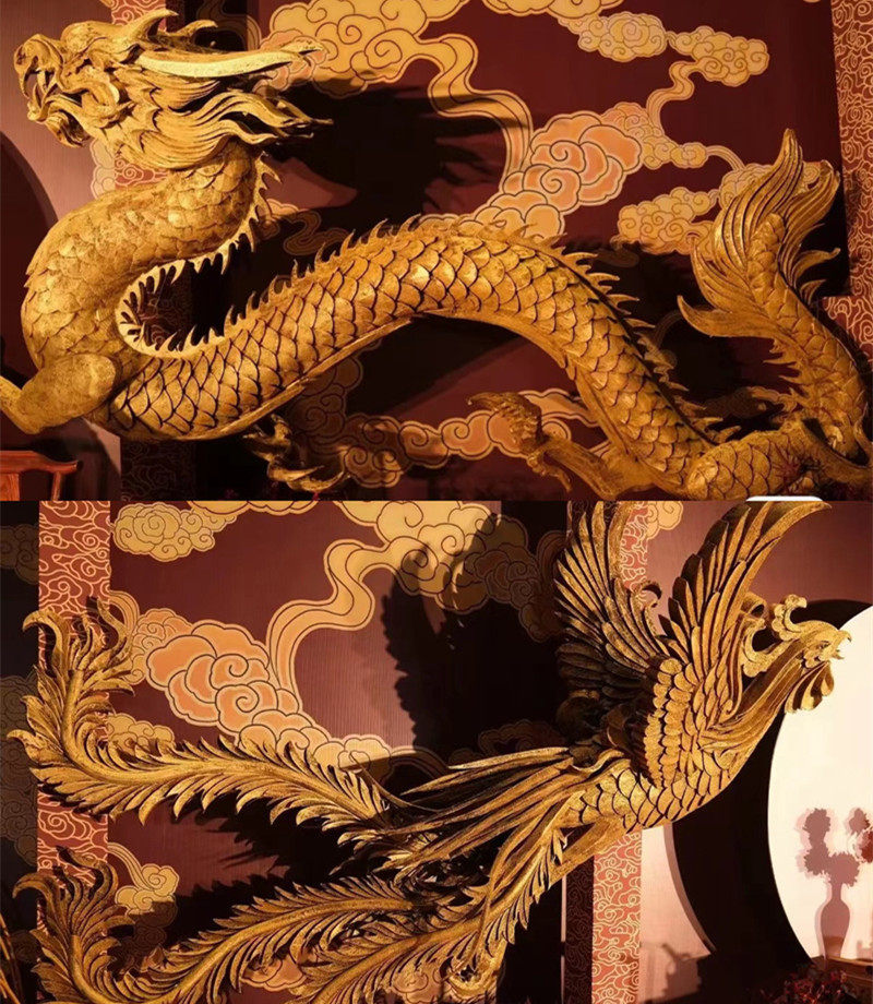 Foam Sculpture Dragon Phoenix Custom Wedding Celebration Chinese Wedding Celebration Props Pavilions eatery Decorative Swing Piece Decorative large Bubble Sculpture-Taobao