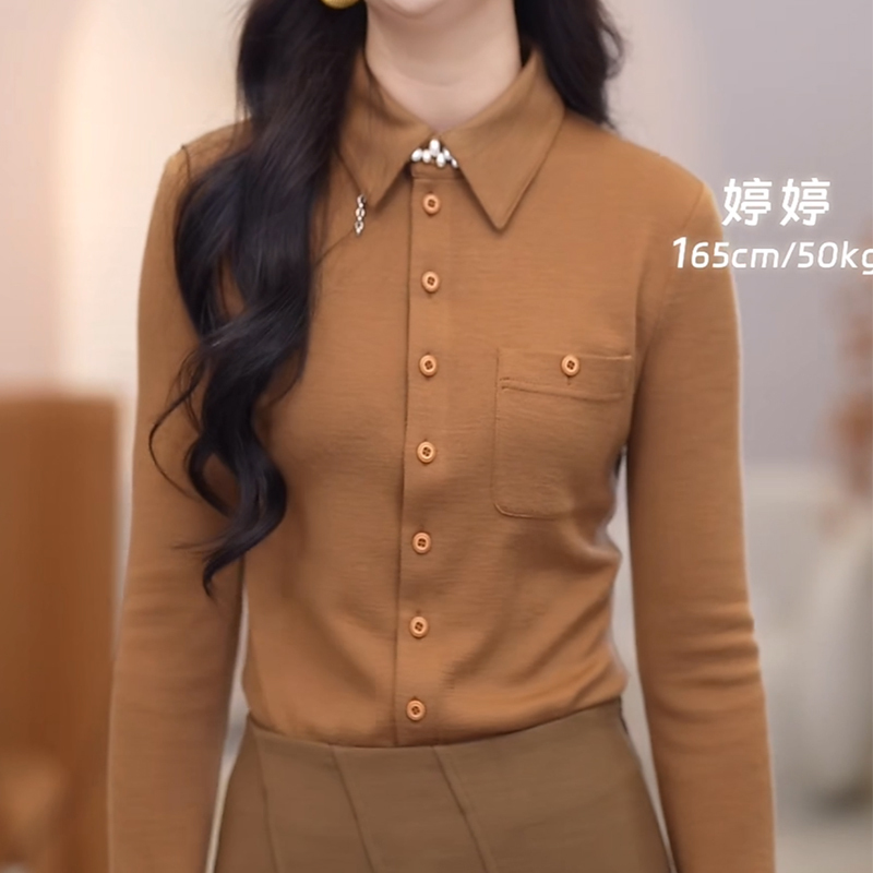Authentic Gejia New Versatile Wool Shirt 2026 Autumn Slimming Long-Sleeve Base Layer Commuter Women's Top 1300820 Authentic Gejia New Versatile Wool Shirt 2026 Autumn Slimming Long-Sleeve Base Layer Commuter Women's Top 1300820