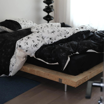 Summer black and white Chinese pleated cotton four-piece set 2024 new pure cotton sheets and quilt covers skin-friendly bedding