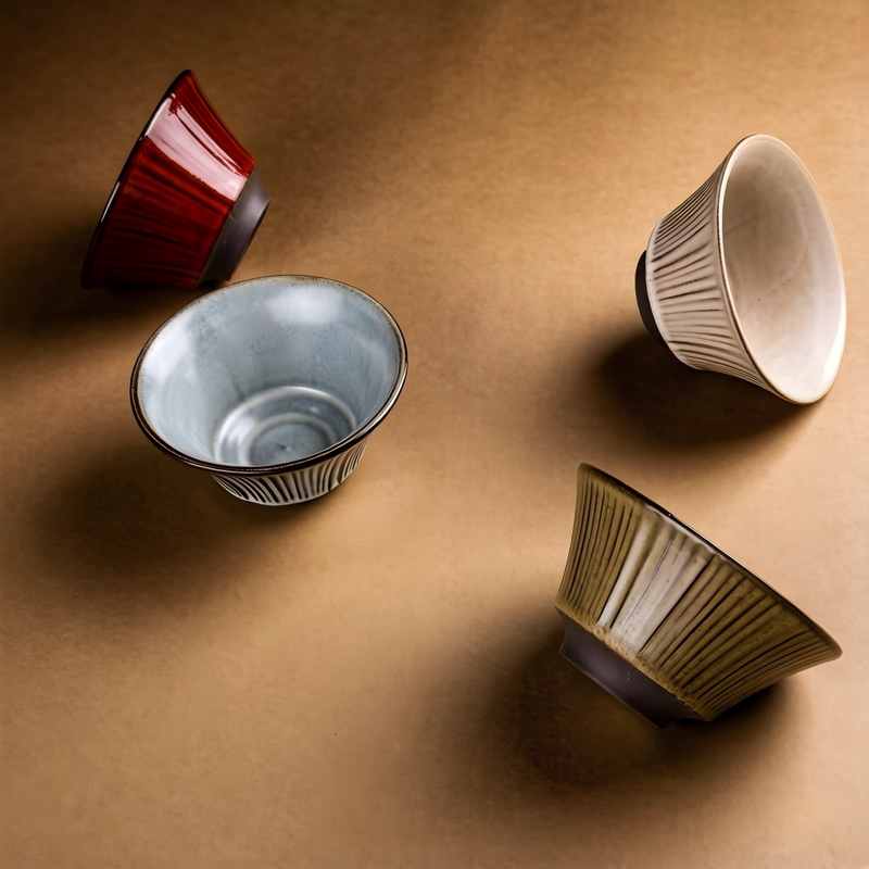 Vintage-Style Ceramic Bowls for Home Use, Creative Irregular Textured Dinnerware Set with High Aesthetic Value