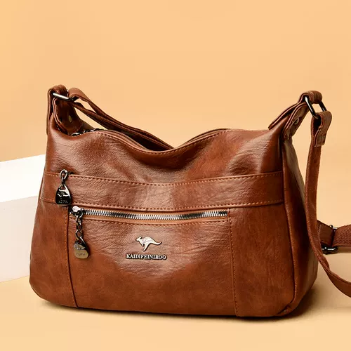 Вместительная и большая кожаная сумка на одно плечо, из натуральной кожи, для среднего возраста