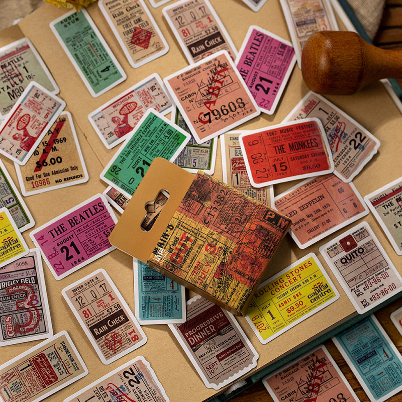 Idle Hand Ledger Boxed Sticker Creative Retro Stamps Handbill Diy Material Decorative closure stickers 50 sheets of entry