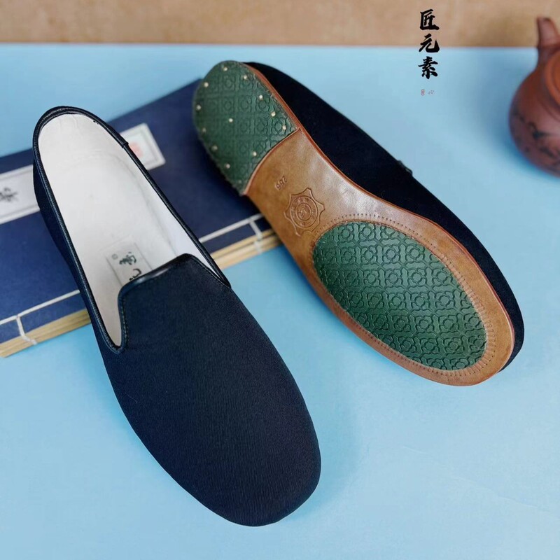 Craftsmanship (Handmade Shoes) Men's Thick Leather Sole Spring/Summer Breathable Tongue Edge Vintage Style Comfortable Old Beijing Cloth Shoes