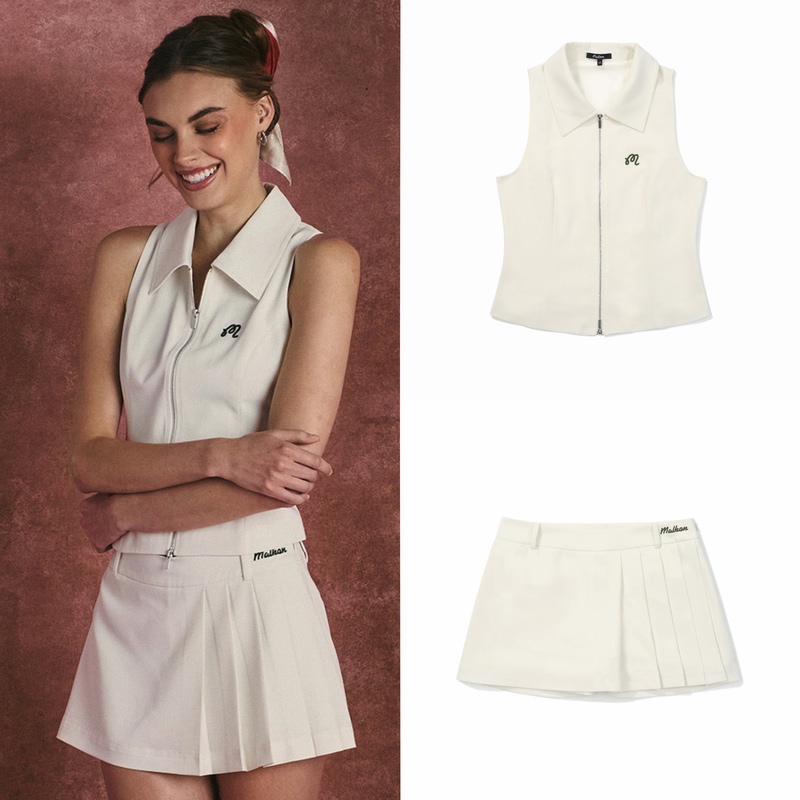 Korean Malbon Golf Women's Clothing 25Th Summer Lapel Sleeveless Vest Outdoor Sports