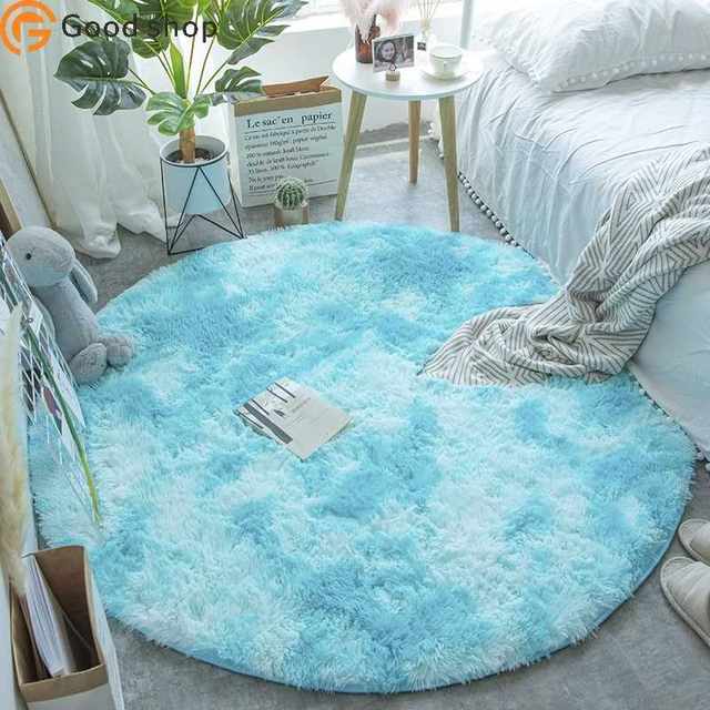 Nordicroundcarpetsilkhairlivingroomrugbedroombedsid