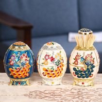 Toothpick box household creative high-end household European-style press toothpick tube fashionable living room and restaurant toothpick storage box