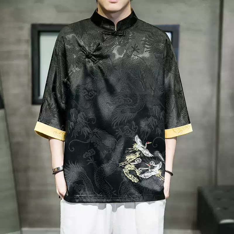 Весенне-летний новый мужской костюм-тианг стиль и Hanfu standing c