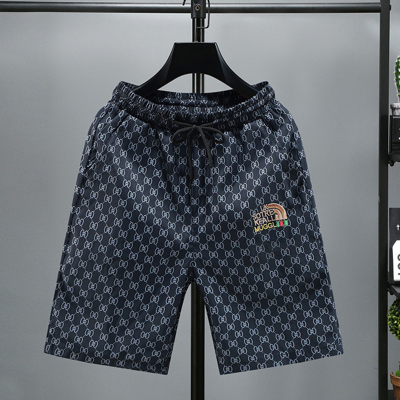 Men's Summer Shorts, Thin Ice Silk Quick-Dry Casual Pants, Trendy Brand Sports Embroidered Mid-Length Shorts for Young Men