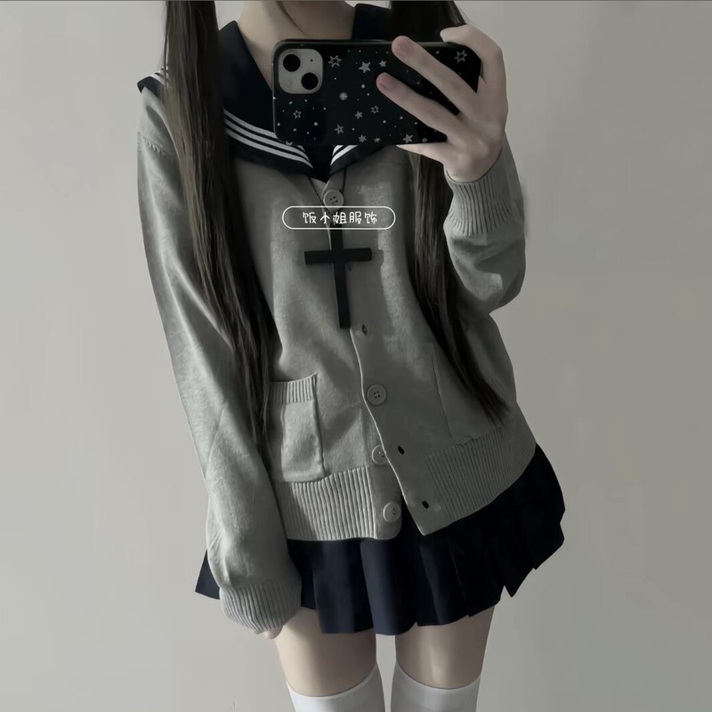 Original Jk Uniform Japanese Soft Girl Style Basic Sailor Suit Top Autumn and Winter Layered Knit Sweater Set for Women Original Jk Uniform Japanese Soft Girl Style Basic Sailor Suit Top Autumn and Winter Layered Knit Sweater Set for Women