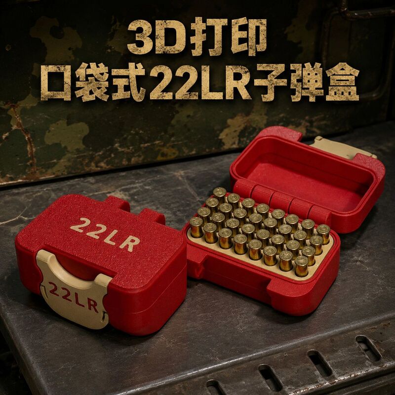 22Lr Bullet Portable Storage Box, Pocket-Style 22Lr Bullet Exquisite Storage Box, Military Enthusiasts' Portable Ammunition Collection