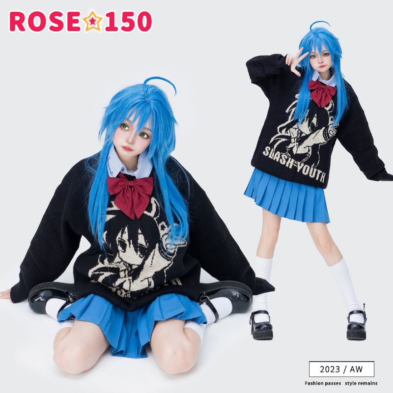 Lucky Star! Rose Doesn'T Need to Grow Taller Original Design Autumn and Winter Loose Cute Anime Character Knitted Sweater