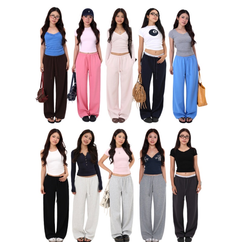 Mimiette Petite American-Style Simple Slim-Fit Straight-Leg Sweatpants 6661 Slimming Versatile Embroidered Sports Pants Mimiette Petite American-Style Simple Slim-Fit Straight-Leg Sweatpants 6661 Slimming Versatile Embroidered Sports Pants