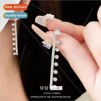 Lver needle zirconia long earrings simple earrings fashion h Lver needle zirconia long earrings simple earrings fashion h