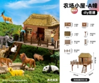 [Здание фермы-здание] Двухэтажное небольшое здание+забор (исключая животных и т. Д.)