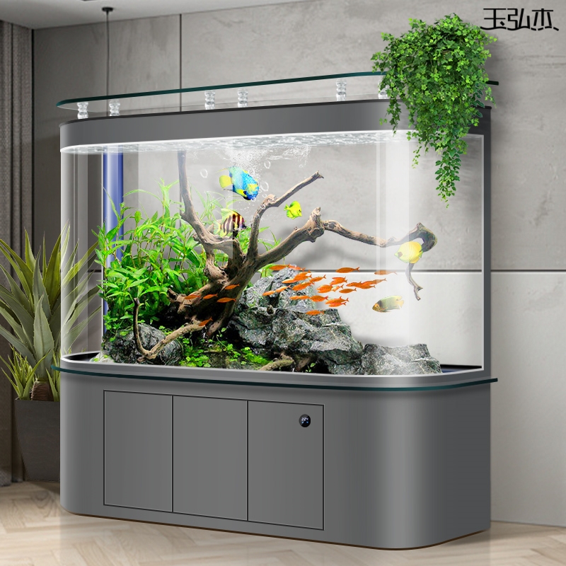 水槽リビングルーム中型および大型家庭用壁掛けアーク型水槽水交換不要底フィルタースマート床置きエコロジー