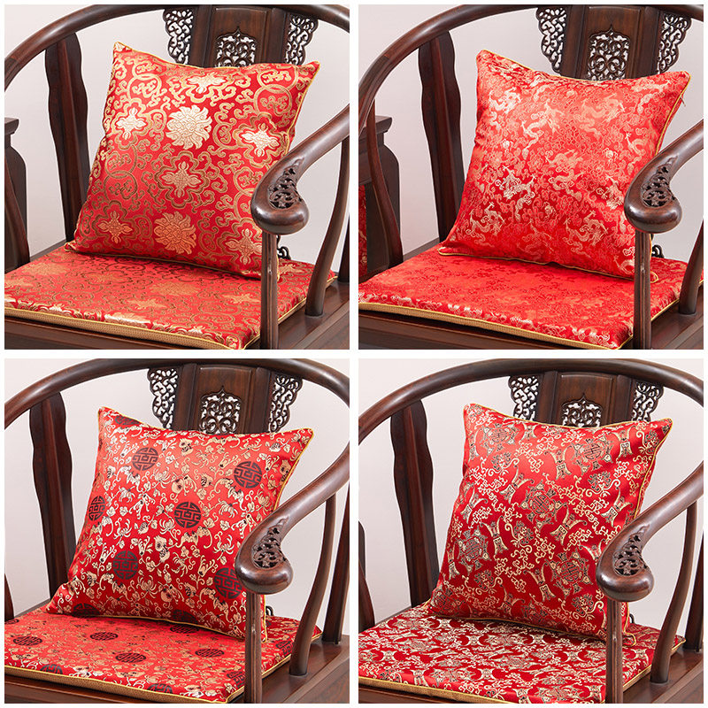 Chinese cuddle pillow china wind red wood sofa living room backrest cushion red holding pillow cover without core 45 * 45cm embroidery