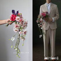 Towoo French retro wedding photos bouquets simulated bouquets photography studio fake flowers for bride photos