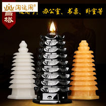 Taoyun Pavilion nine-story obsidian topaz Wenchang tower white jade jade ornaments desktop desk ornaments start high school