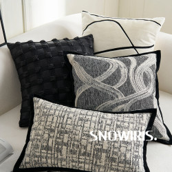 Retro Black and White Checkered Pillowcase, Mid-Century Accessible Luxury, High-End Living Room Sofa Lumbar Cushion Cover, Modern Simple Pillowcase