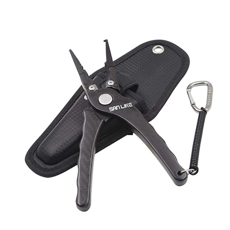 Sanle fishing gear Luya pliers High carbon fiber titanium alloy multi-function open-loop ultra-light Luya pliers
