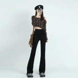 Черный мегафон, летние эластичные приталенные джинсы, штаны, высокая талия