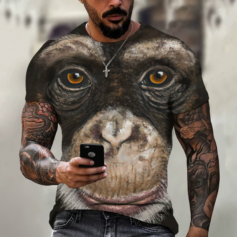 Мужская футболка fashion Monkey 3D принт топы с коротким рукавом Cas