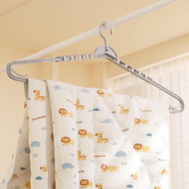 Clothes hanger telescopic lengthening mark-free anti-slip coat hanger household clothes drying quilts, bed sheets, bath towels multi-functional artifact