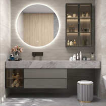 King Jane Rock Bathroom Cabinet Combined Solid Wood Toilet Dressing Face Washing Table Seamless Ceramic Basin