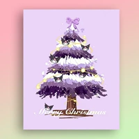 Фиолетовый рождественский самолет на елке. Цифровая масляная живопись 0 может быть сделано