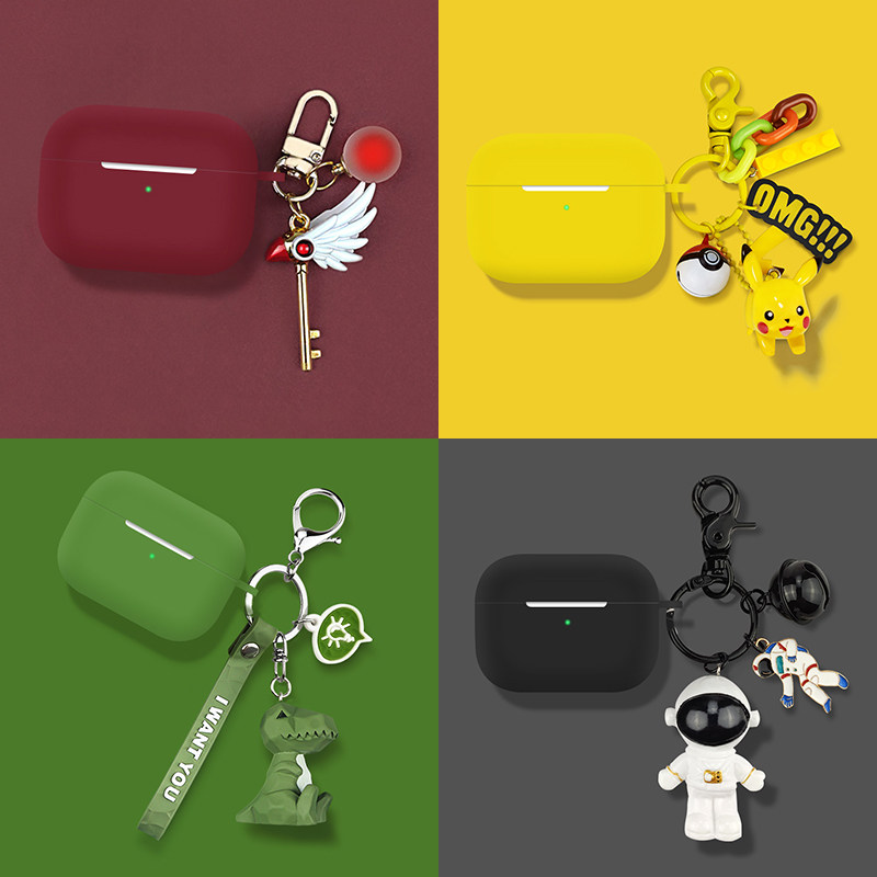 AirPods Pro protective sleeves Airpodspro apple Airpod3 shell wireless Bluetooth headsets triple silica gel 2 generations of cute creative men and women cartoon dinosaur boomers in