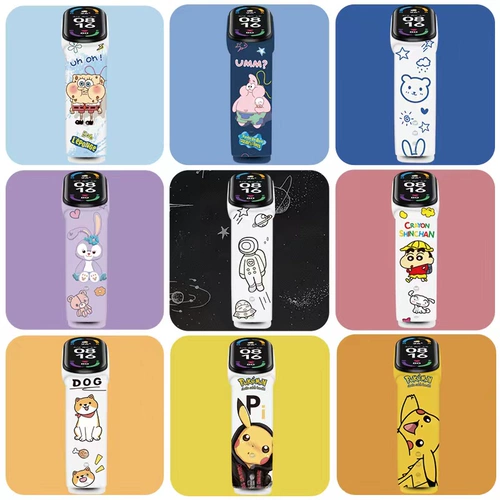 Подходит для браслета Xiaomi Mi Band 10/9/8/7/6, версия 3nfc, сменный ремешок, прозрачный ремешок на запястье Mi 2, силиконовый спортивный принт третьего, четвертого и пятого поколения, креативные милые девочки и мальчики с героями мультфильмов