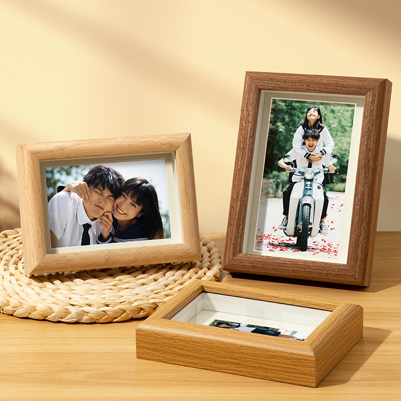 Solid Wood Photo Frame Display Stand, High-End Luxury Wooden Frame, 5inch 6inch Modern Minimalist Creative Ornaments for Wall Hanging