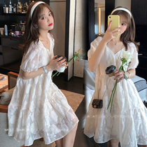 Fashion pregnant women tide 2020 summer dress loose sweet hipster chiffon doll skirt hot mom