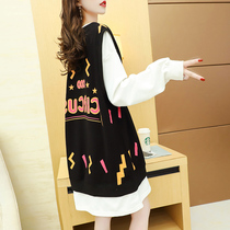 Fashion Gestation Womens Clothing Spring Autumn blouses 2022 The new pregnant womens weavewear version of the Korean version is a long and fake two T-shirt