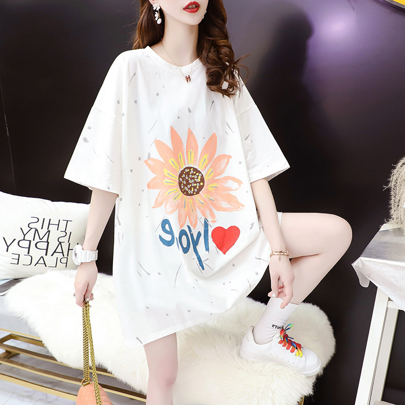 Net red ins super hot pregnant women short-sleeved T-shirt women's mid-length summer dress 2022 new maternity top trendy mom