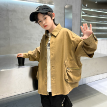 Childrens clothing boys spring shirts spring and autumn 2024 new style medium and large boys handsome childrens shirts and jackets trendy and cool