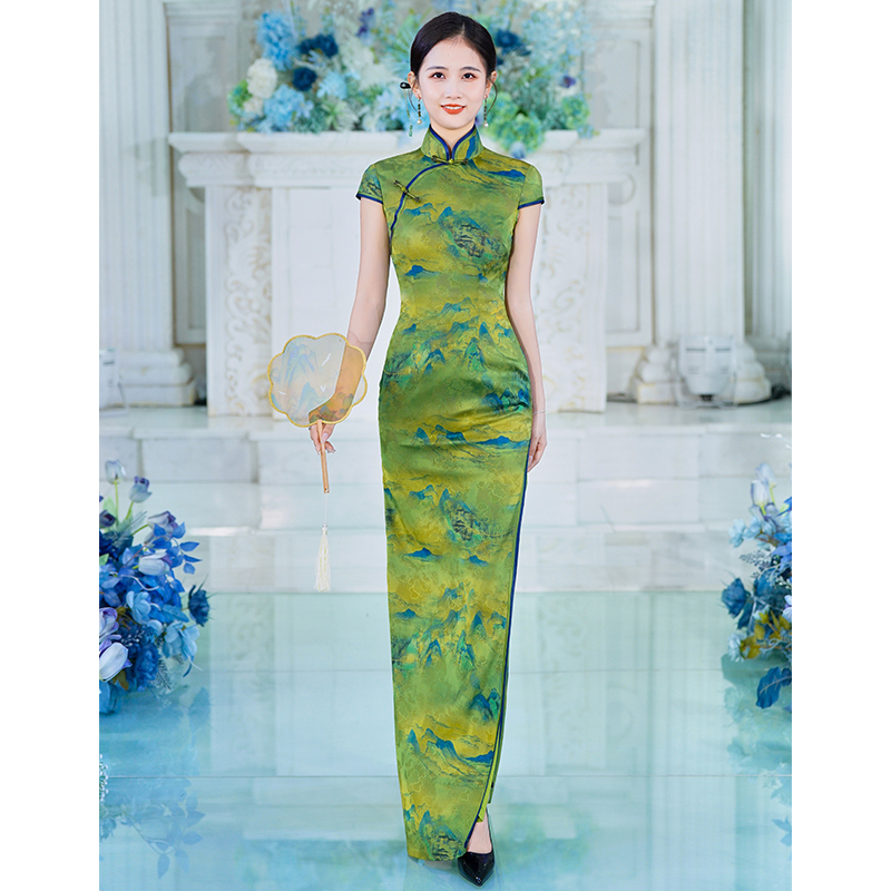 Shili Jinxiu Runway Cheongsam 2026 New Long Style Elegant Stage High-End Performance Dress Summer Shili Jinxiu Runway Cheongsam 2026 New Long Style Elegant Stage High-End Performance Dress Summer