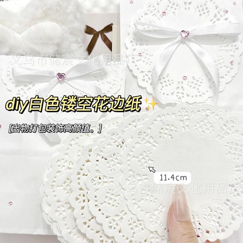 The Same Style as the Influencer'S: White Hollow-Out Lace Paper Card Packaging Material, High-Value DIY Material, Round Floral Paper