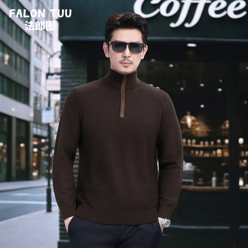 [Machine Washable] 2026 Autumn and Winter Men's Stand-Up Collar Half-Zip Knitwear Wool Blend Casual Warm Sweater