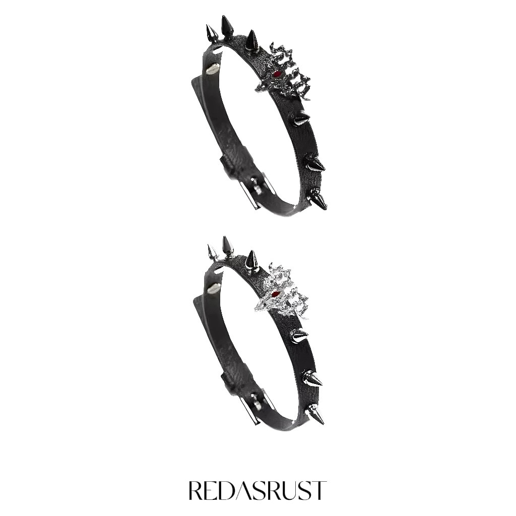 [Celebrity Style] Red Scarlet [Silver Goat] Original Collar Choker - Dark Gothic