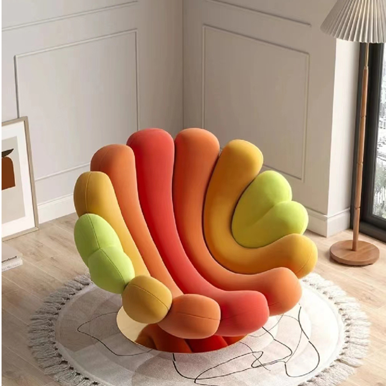 Nordic Light Luxury Swivel Single Sofa Chair for Living Room and Bedroom, Swivel Anemone Chair, Balcony Lazy Chair, Internet-Famous Leisure Chair