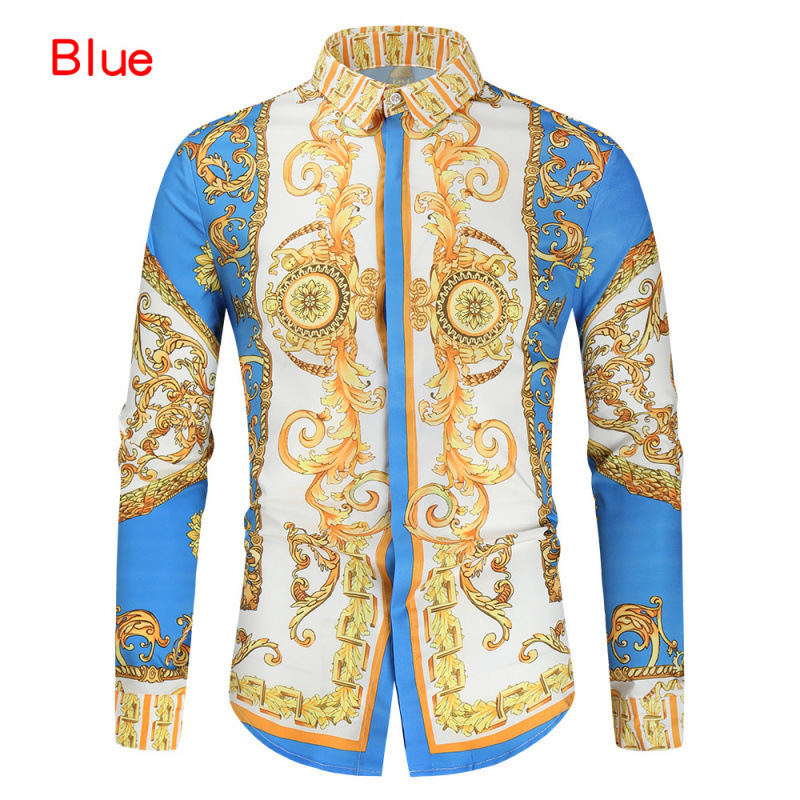 Long-Sleeved Shirt, British Style, Youth Fashion, Casual, 3D Digital Printing, Slim Fit, Turn-Down Collar Long-Sleeved Shirt, British Style, Youth Fashion, Casual, 3D Digital Printing, Slim Fit, Turn-Down Collar