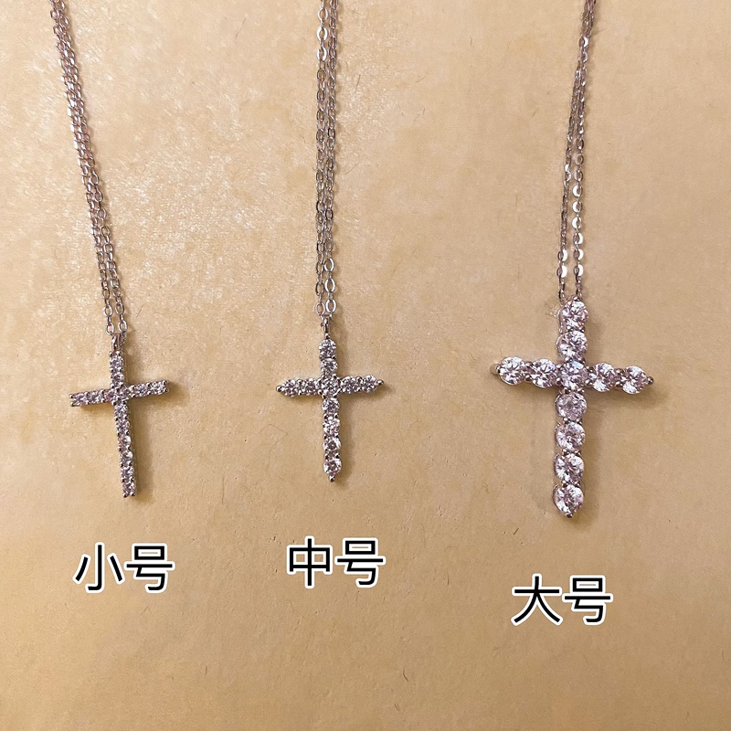 Aileen Accessories｜Bm-Style Sterling Silver Necklace with Cross Inlaid, New Summer Minimalist Clavicle Chain