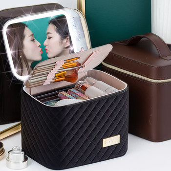 Makeup box with lights and large mirror hard style without deformation
