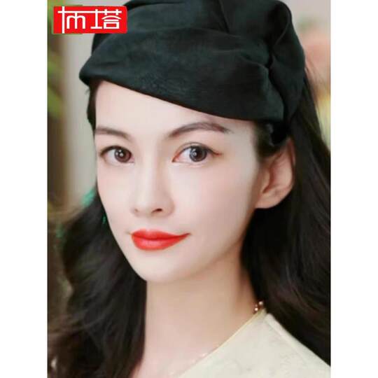 New Style Shabuta Xiangyun Silk Headband, Retro French Half-Hat Small Hat Hairband, Fine Hairpin, Black Evening Hair Accessory for Women