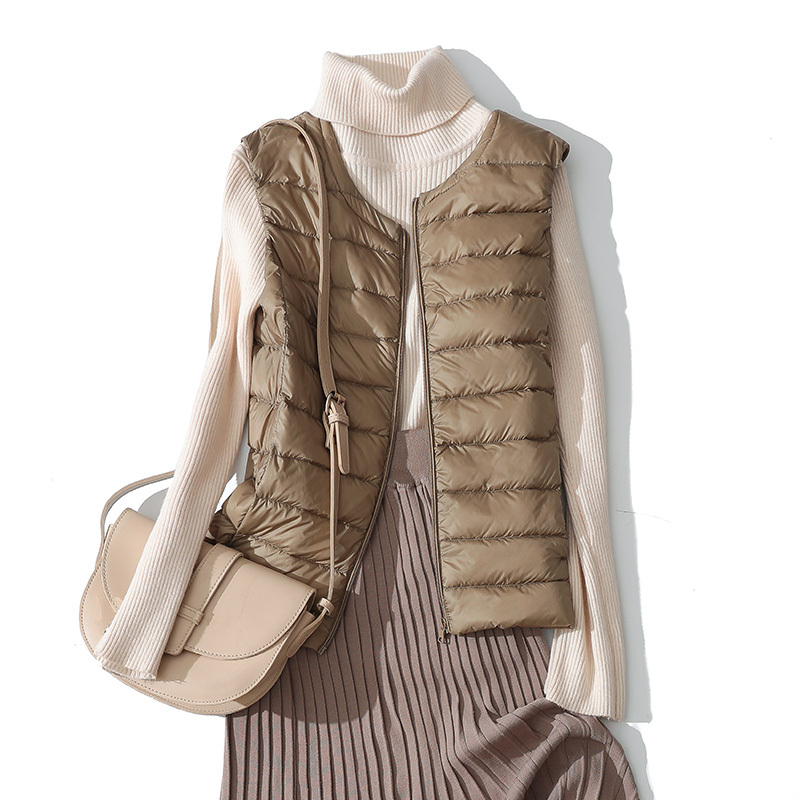 2026 Lightweight down Vest for Women, Short Round Neck, White Duck Down, Versatile Sleeveless Jacket, Plus Size, Lightweight down Vest, Trendy