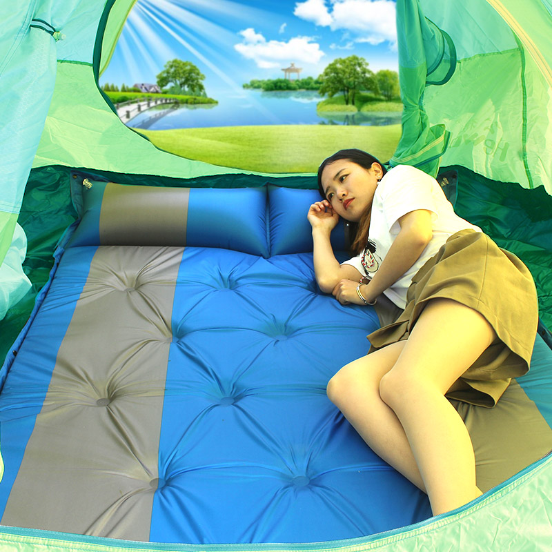 Outdoor automatic inflatable mat double widened camping moisture proof mat 3-4 three-person tent sleeping mat bed 5cm thick single person