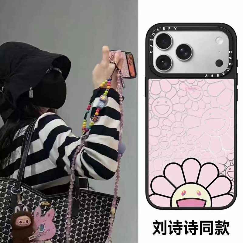 Casosefy Liu Shishi Same Style Pink Takashi Murakami Phone Case Suitable for iPhone 17 Pro Max Phone Case 15 Pro Apple 14 Anti-Drop 16 Pro Max Mirror Blackpink Girl Group