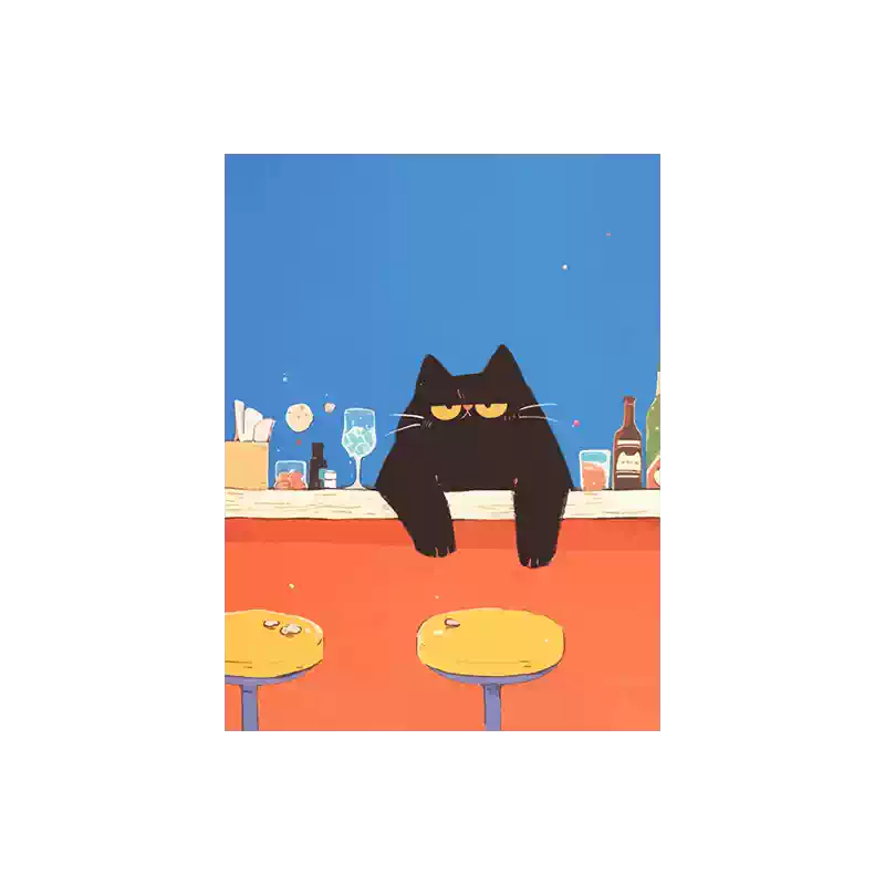 北欧卡通猫咪diy数字油画手绘丙烯填色手工填充简约油彩装饰挂