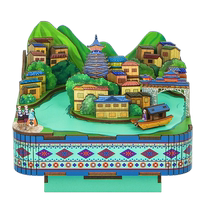 Tongqu music box Qianhu Miao Village diy building blocks handmade music box model assembled toys ornaments creative gifts